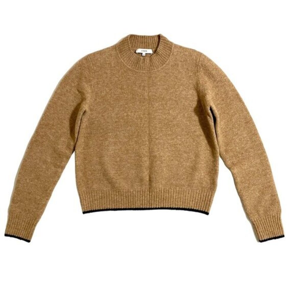 Vince Sweater Crew Neck Long Sleeve Tipped Alpaca Merino Wool Sz XM New $275